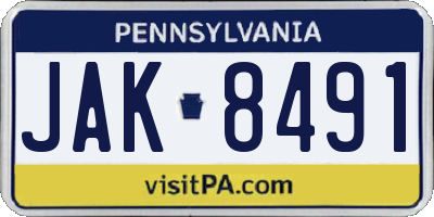 PA license plate JAK8491