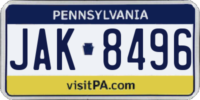 PA license plate JAK8496