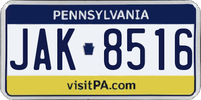 PA license plate JAK8516