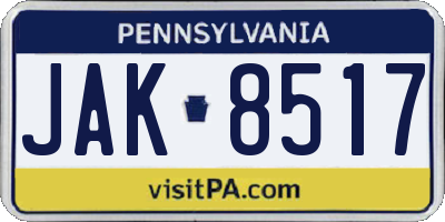 PA license plate JAK8517