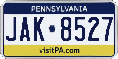 PA license plate JAK8527