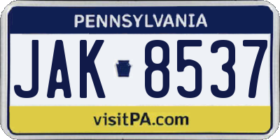 PA license plate JAK8537
