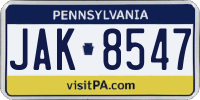 PA license plate JAK8547