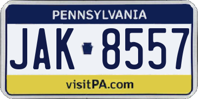 PA license plate JAK8557