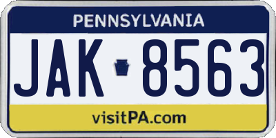 PA license plate JAK8563