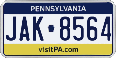 PA license plate JAK8564