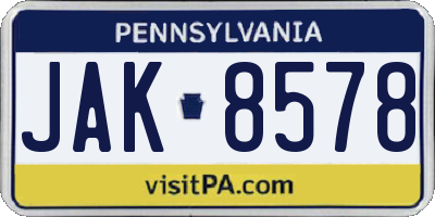 PA license plate JAK8578