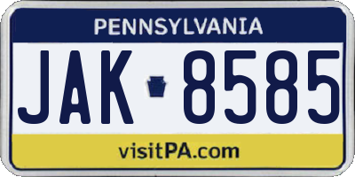 PA license plate JAK8585