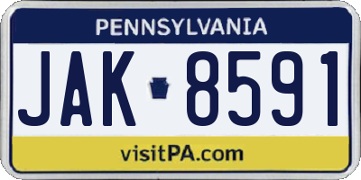 PA license plate JAK8591