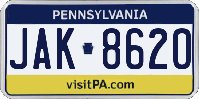 PA license plate JAK8620