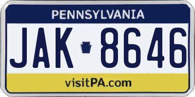 PA license plate JAK8646