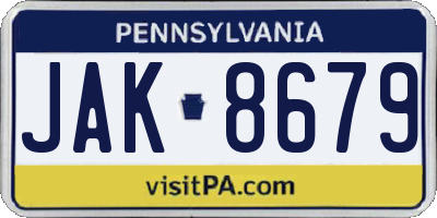 PA license plate JAK8679
