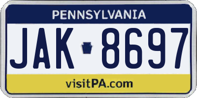 PA license plate JAK8697