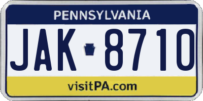 PA license plate JAK8710