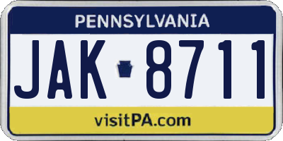 PA license plate JAK8711