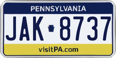 PA license plate JAK8737