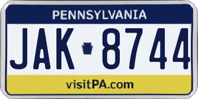 PA license plate JAK8744