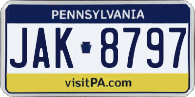 PA license plate JAK8797