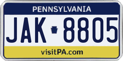 PA license plate JAK8805