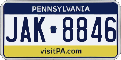 PA license plate JAK8846