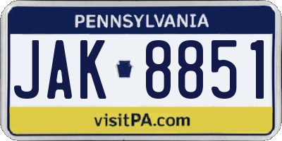 PA license plate JAK8851