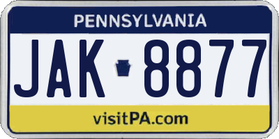 PA license plate JAK8877