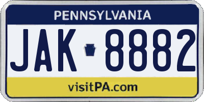 PA license plate JAK8882