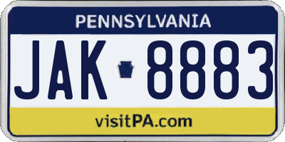 PA license plate JAK8883