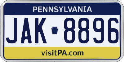 PA license plate JAK8896