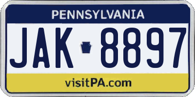 PA license plate JAK8897