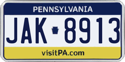 PA license plate JAK8913