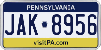 PA license plate JAK8956