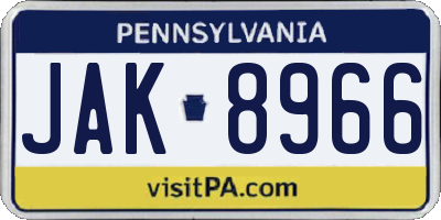 PA license plate JAK8966