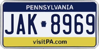 PA license plate JAK8969