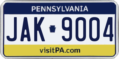 PA license plate JAK9004