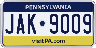 PA license plate JAK9009