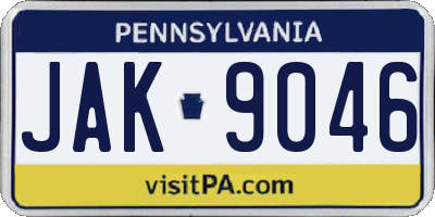 PA license plate JAK9046