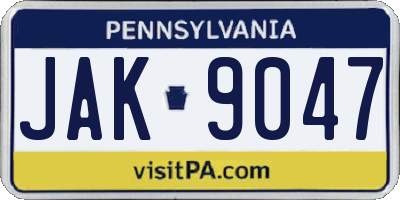 PA license plate JAK9047