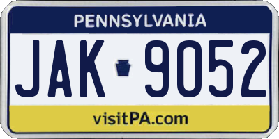PA license plate JAK9052