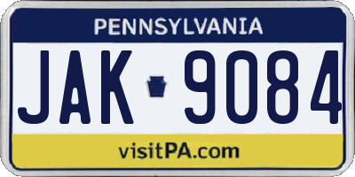 PA license plate JAK9084