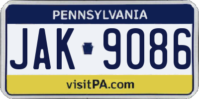 PA license plate JAK9086
