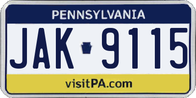 PA license plate JAK9115
