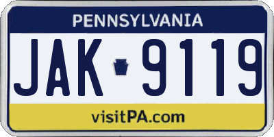 PA license plate JAK9119