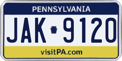 PA license plate JAK9120