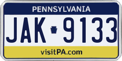 PA license plate JAK9133
