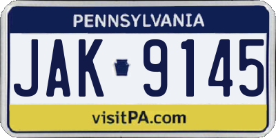 PA license plate JAK9145
