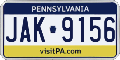 PA license plate JAK9156