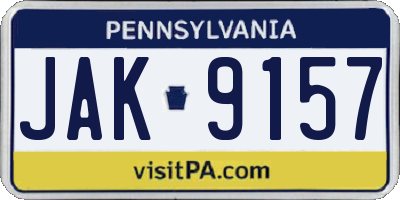 PA license plate JAK9157