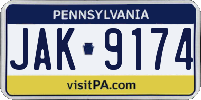 PA license plate JAK9174
