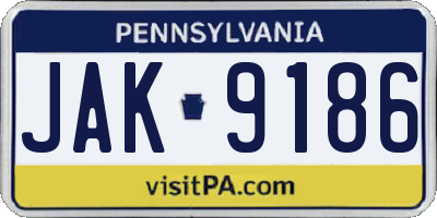 PA license plate JAK9186